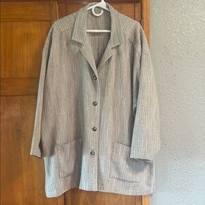 Gray Striped Button-Up Jacket